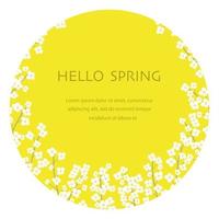 Vector Field Mustard Round Floral Background Illustration With Text Space Isolated On A White Background.