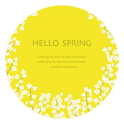 Vector Field Mustard Round Floral Background Illustration With Text Space Isolated On A White Background.