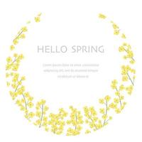 Vector Field Mustard Round Floral Background Illustration With Text Space Isolated On A White Background.