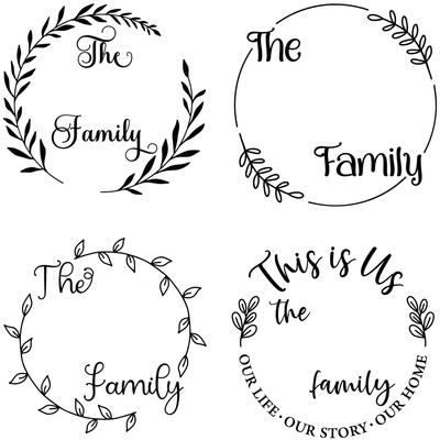 family monogram frame with floral decoration vector illustration, emblem badge monogram with blank space for family, greeting and wedding