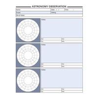 Astronomy observation sheet