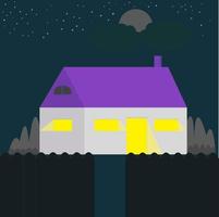 Ilustración de vector de diseño gráfico de la casa de la noche