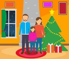 una familia que está celebrando la fiesta de navidad. vector