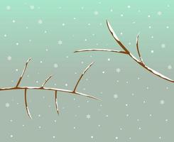 Snow-covered tree branches. Vector design.