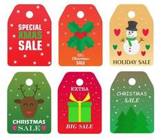 Establecer etiqueta de diseño vectorial de venta de Navidad. vector