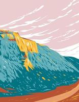 se hunde el parque estatal del cañón en las montañas del río viento lander wyoming wpa poster art vector