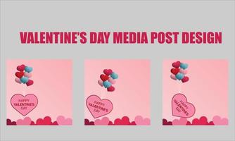 valentines day red and pink post design part seven vector
