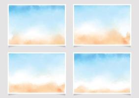 abstract loose blue and sand beach watercolor background for wedding invitation card template layout 5x7 horizantal vector
