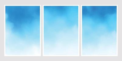 gradiente de fondo de acuarela de cielo azul para tarjeta de invitación de boda colección de tamaño de postal 5x7 vector