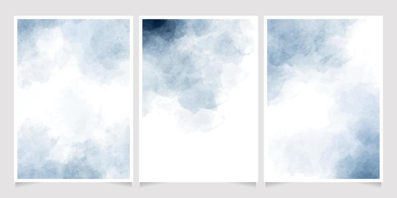 indigo watercolor wet wash splash 5x7 invitation card background template collection