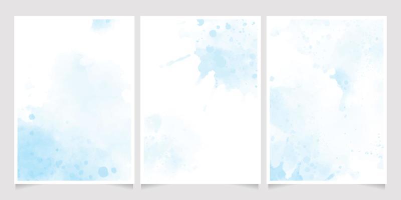 beautiful navy blue watercolor wet wash splash 5x7 invitation card background template collection