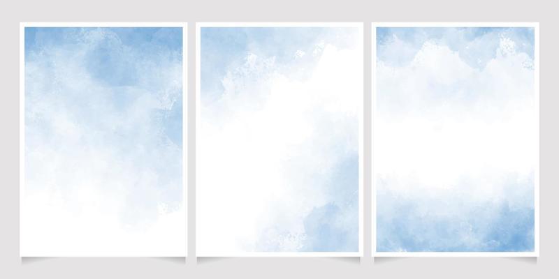 light cyan blue watercolor wet wash splash 5x7 invitation card background template collection