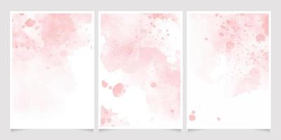 colección de plantillas de fondo de tarjeta de invitación de salpicaduras de lavado húmedo de acuarela rosa 5x7 vector