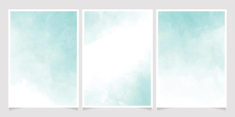 green pastel watercolor wet wash splash 5x7 invitation card background template collection