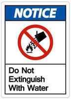 Caution Do Not Extinguish With Water Symbol vector