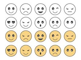Collection of cute emoji. Cartoon style. Vector illustration. Isolated on white. Object for communication, web.
