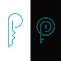 Letter P Key Logo Design vector