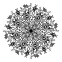 colorante vectorial en forma de mandala de flores redondas vector