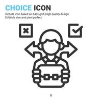 vector de icono de elección con estilo de contorno aislado sobre fondo blanco. concepto de icono de símbolo de signo de selección de ilustración vectorial para negocios, finanzas, industria, empresa, web, aplicaciones, ui, ux y proyecto