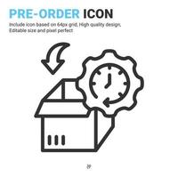 Pre-order icon vector illustration logo template isolated on white background. Vector icon with line style for e commerce, web design, ui, ux, print, mobile apps and project. Editable size and stroke