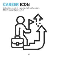 Career advancement icon vector with outline style isolated on white background. Vector illustration progress sign symbol icon concept for business, finance, industry, company, apps and project