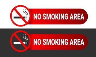 no smoking sign icon vector for printable red glossy label sticker on black and white background