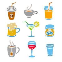 beverages icons set vector