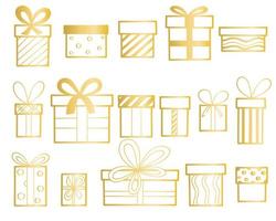 Gold gifts set isolated vector illustration