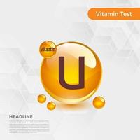 Vitamin U sun icon collection set, body cholecalciferol. golden drop Vitamin complex drop. Medical for heath Vector illustration