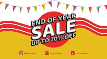 End of year sale banner design with flag decoration vector