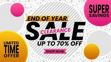 End of year sale banner with abstract background vector