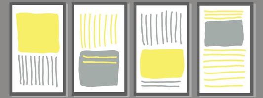 abstract minimalistic posters in trending colors.  illustration. template card. yellow, grey vector