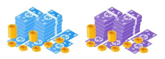 New Taiwan Dollar Money Bundle and Coins vector