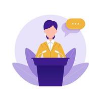 Concept illustration speech on podium vector