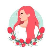 Girl illustration concept in colors vector