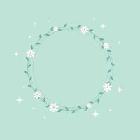 Round flower frame vector