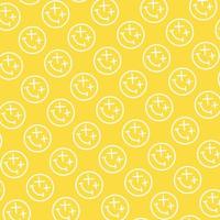 seamless pattern with cute smiley wasted doodle face shape yellow white background ready for your design packaging vector