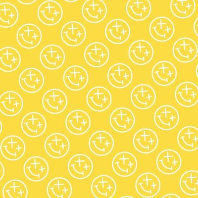 seamless pattern with cute smiley wasted doodle face shape yellow white background ready for your design packaging