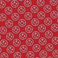 seamless pattern with cute smiley wasted doodle face shape dark blood red white background ready for your design packaging vector