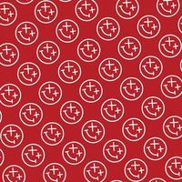 seamless pattern with cute smiley wasted doodle face shape dark blood red white background ready for your design packaging vector