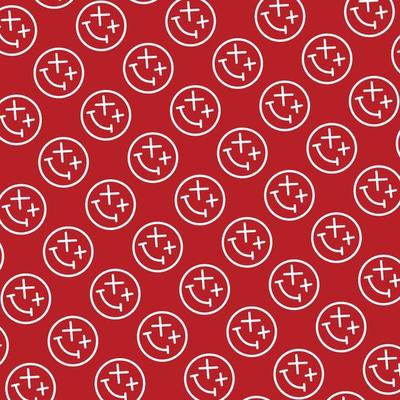 seamless pattern with cute smiley wasted doodle face shape dark blood red white background ready for your design packaging