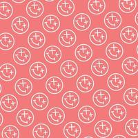 seamless pattern with cute smiley wasted doodle face shape pink white background ready for your design packaging vector