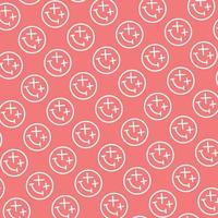 seamless pattern with cute smiley wasted doodle face shape pink white background ready for your design packaging vector