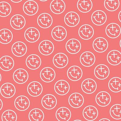 seamless pattern with cute smiley wasted doodle face shape pink white background ready for your design packaging