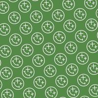 seamless pattern with cute smiley wasted doodle face shape green grass white background ready for your design packaging vector