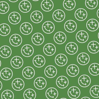 seamless pattern with cute smiley wasted doodle face shape green grass white background ready for your design packaging