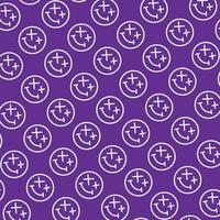 seamless pattern with cute smiley wasted doodle face shape purple violet white background ready for your design packaging vector