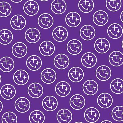 seamless pattern with cute smiley wasted doodle face shape purple violet white background ready for your design packaging