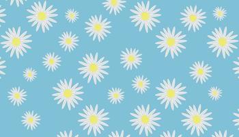 abstract beautiful daisy yellow white flower blossom botanical floral seamless pattern nature bright blue sea wide background wallpaper vector illustration