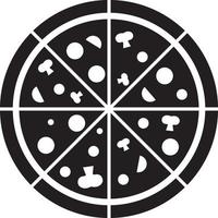 Pizza. Black and white icon vector